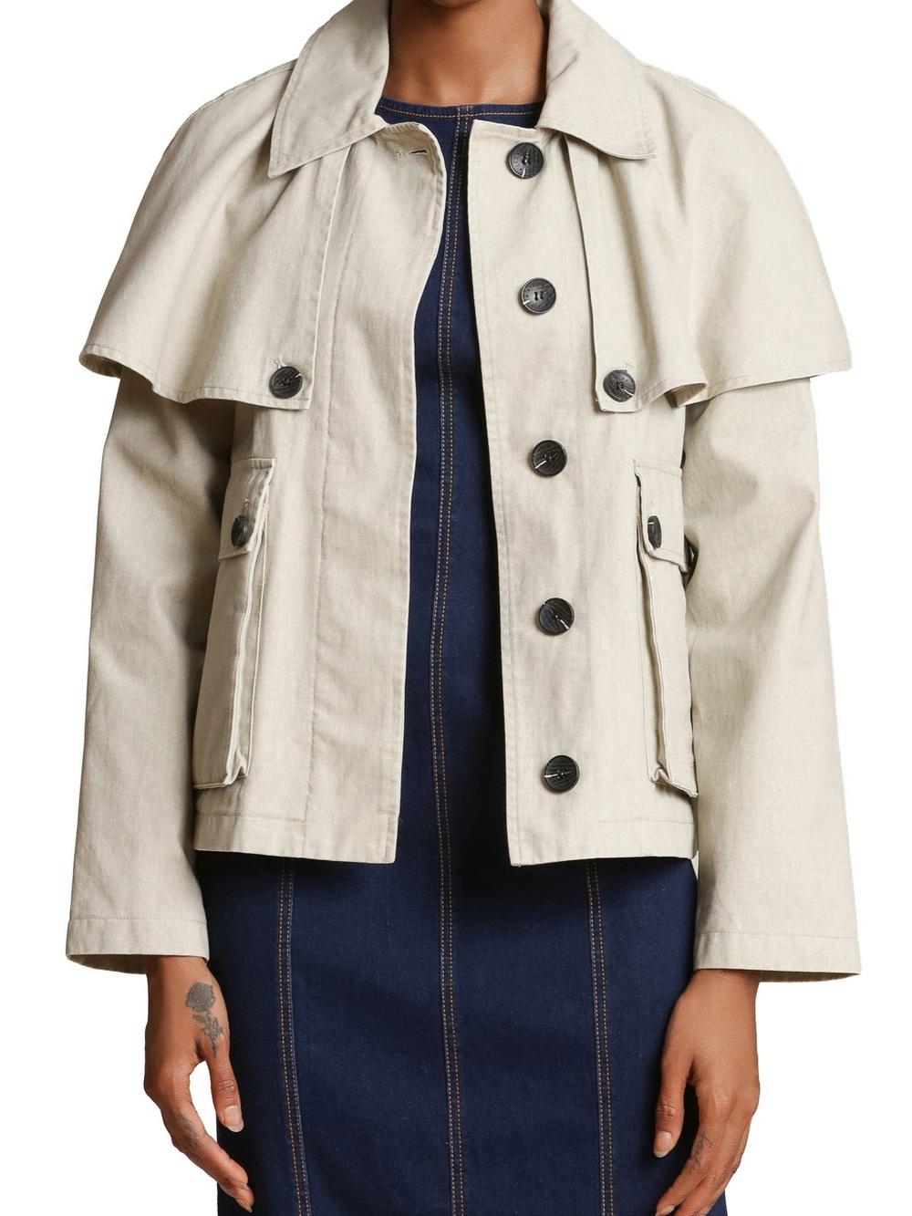 Avec Les Filles Cream Short Trench Jacket
